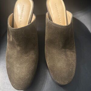 Veronica Beard Olive Suede Mules